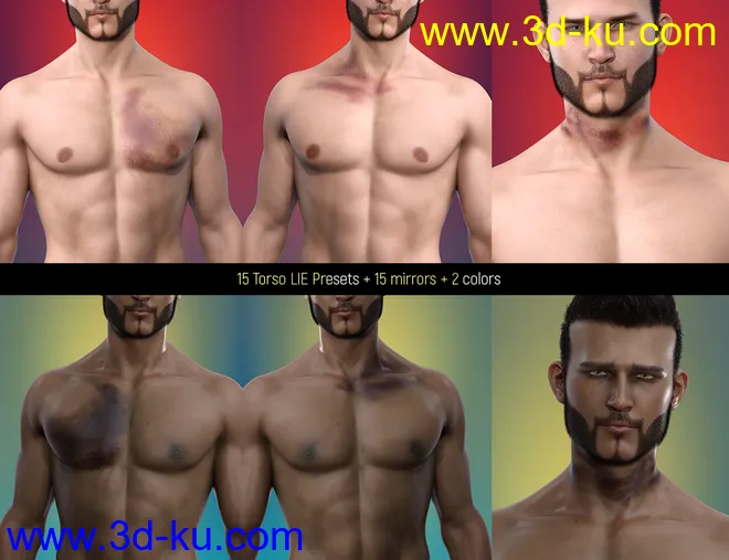 LIE Body Bruises for Genesis 3 and 8 Male(s)模型的图片8