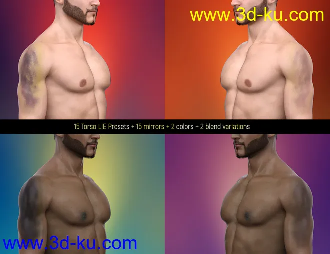 LIE Body Bruises for Genesis 3 and 8 Male(s)模型的图片12