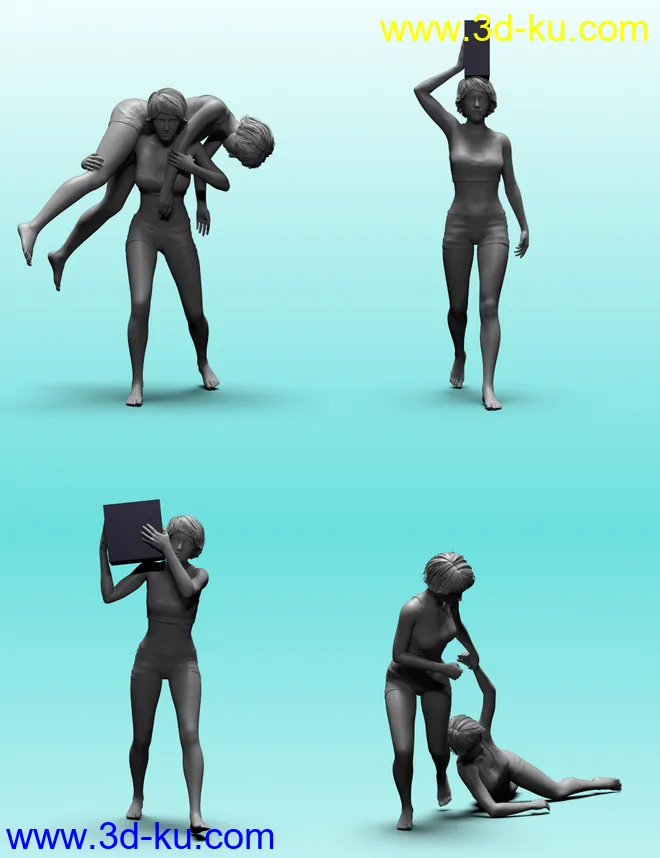 Lift Carry Push or Drag poses for Genesis 8 Female模型的图片4