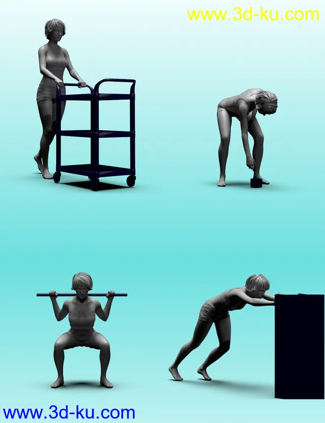 Lift Carry Push or Drag poses for Genesis 8 Female模型的图片5
