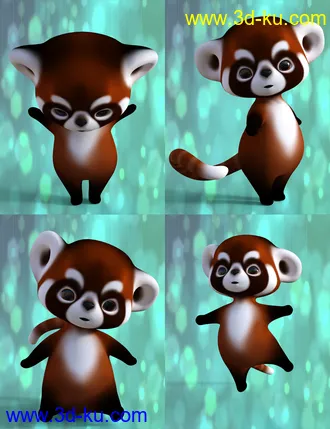 3D打印模型Little Racoon Poses for Ping The Ringtail的图片