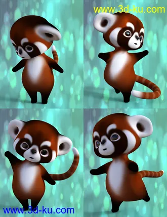 3D打印模型Little Racoon Poses for Ping The Ringtail的图片
