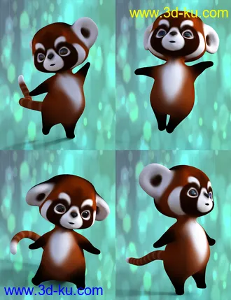 3D打印模型Little Racoon Poses for Ping The Ringtail的图片