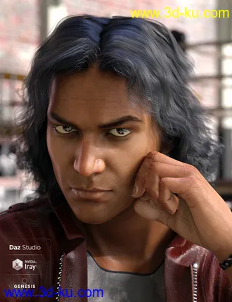 3D打印模型Long Mane Hair for Genesis 3 and 8 Male(s)的图片