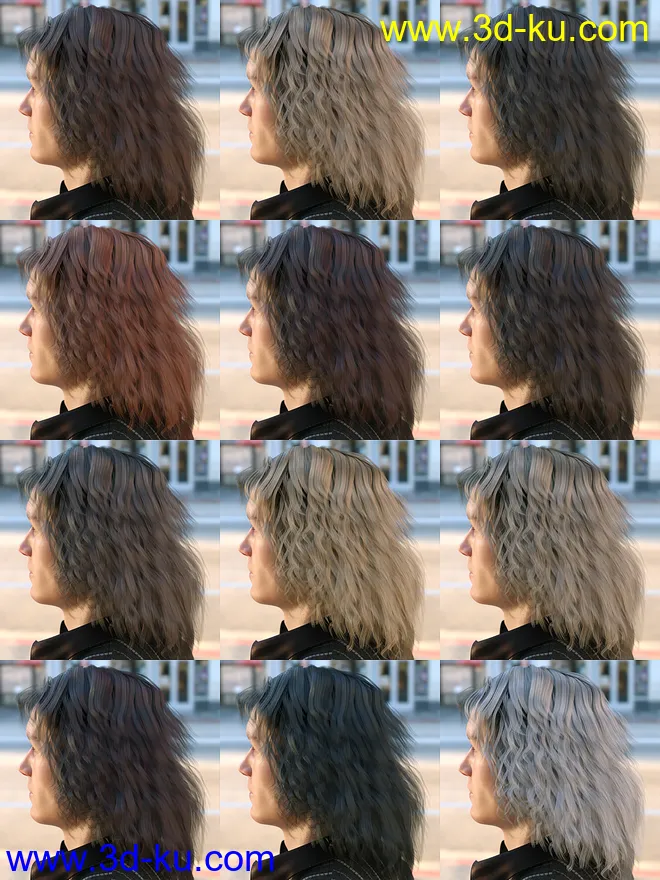Long Mane Hair for Genesis 3 and 8 Male(s)模型的图片7