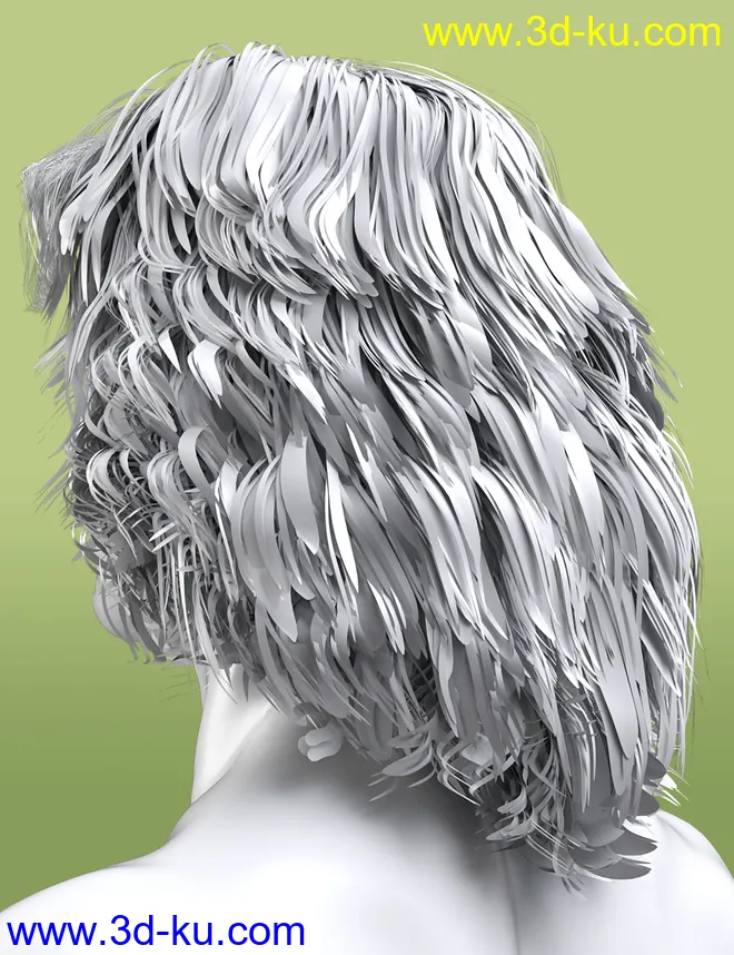 Long Mane Hair for Genesis 3 and 8 Male(s)模型的图片9