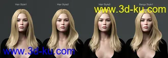 3D打印模型Lynna Hair For Genesis 8 Female(s)的图片