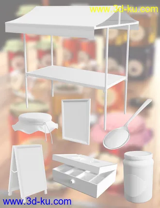 3D打印模型Market Stall and Props的图片
