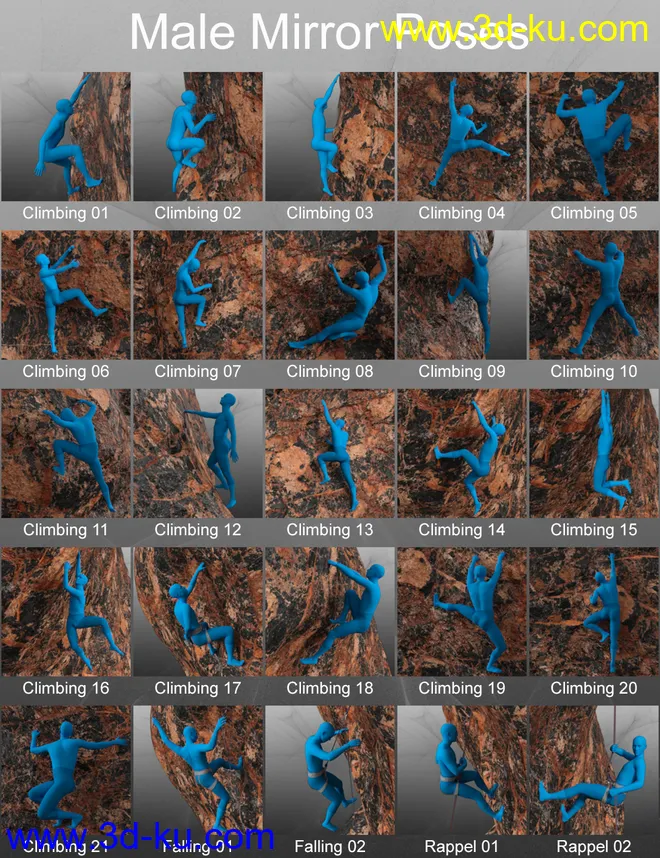 MDCH Climbing Poses for Genesis 3 and 8模型的图片5