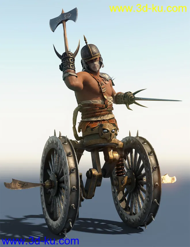 Medieval Cyborg Chariot for Genesis 8 Male模型的图片10