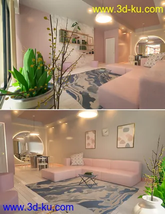 3D打印模型Millennial Living and Dining Room的图片