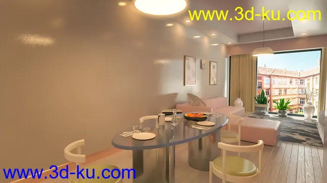 Millennial Living and Dining Room模型的图片3
