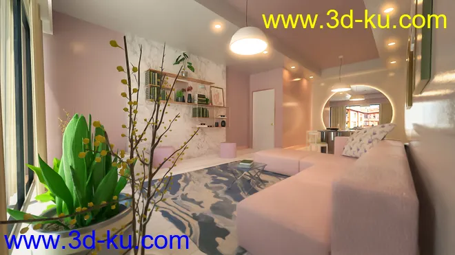 Millennial Living and Dining Room模型的图片4