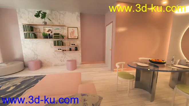 Millennial Living and Dining Room模型的图片5