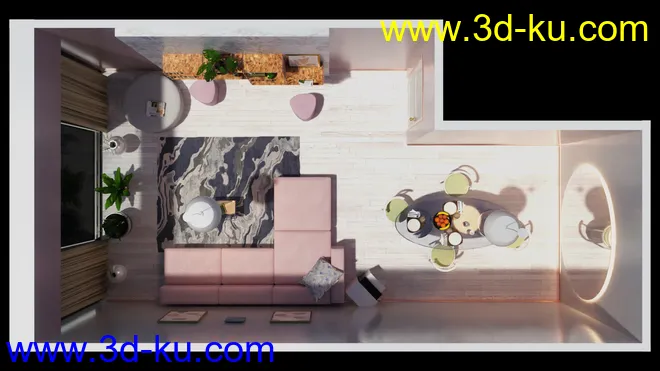 Millennial Living and Dining Room模型的图片8