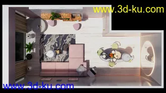 3D打印模型Millennial Living and Dining Room的图片