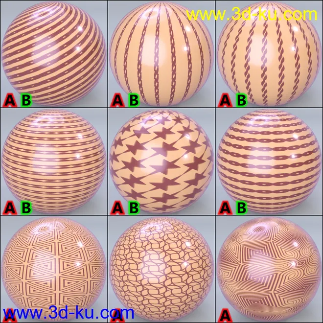 MMX Metallic Plastic Patterns for Iray模型的图片9
