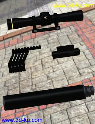 3D打印模型MMX-45ACP Pistol with Accessories的图片
