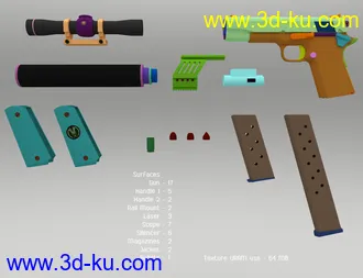 3D打印模型MMX-45ACP Pistol with Accessories的图片
