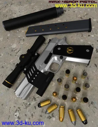 3D打印模型MMX-45ACP Pistol with Accessories的图片