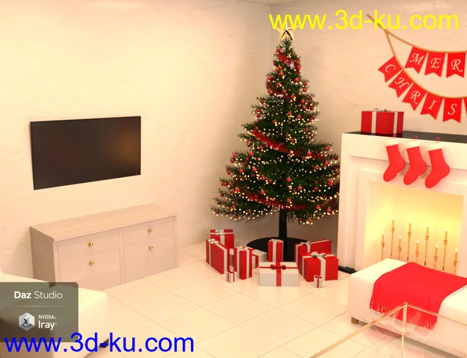 Modern Christmas Living Room模型的图片3