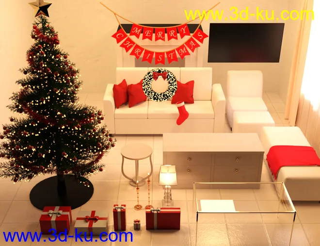 Modern Christmas Living Room模型的图片5
