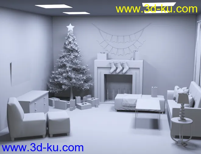 Modern Christmas Living Room模型的图片6