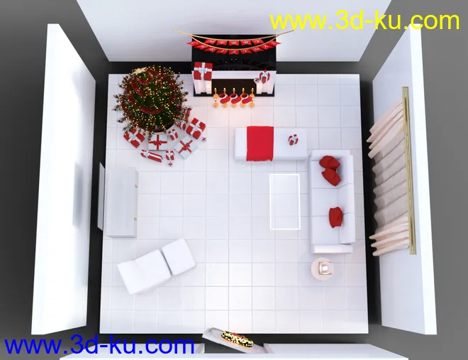 Modern Christmas Living Room模型的图片8