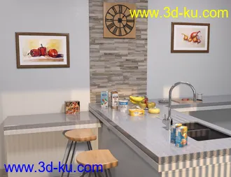 3D打印模型Modern House 2 Kitchen Food的图片