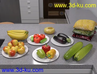 3D打印模型Modern House 2 Kitchen Food的图片