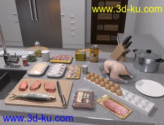 3D打印模型Modern House 2 Kitchen Food的图片