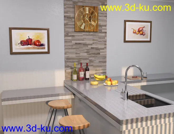 Modern House 2 Kitchen Food模型的图片9