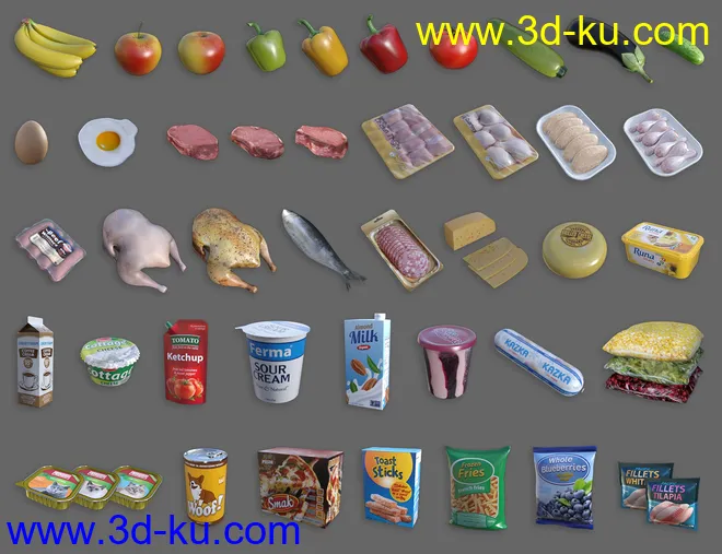 Modern House 2 Kitchen Food模型的图片12
