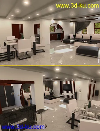 3D打印模型Modern Living Room and Dining Room的图片