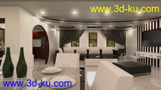 3D打印模型Modern Living Room and Dining Room的图片
