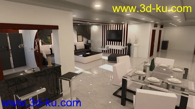 Modern Living Room and Dining Room模型的图片4