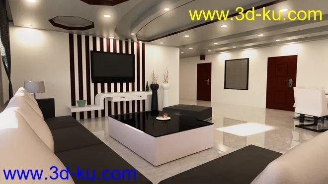 Modern Living Room and Dining Room模型的图片5
