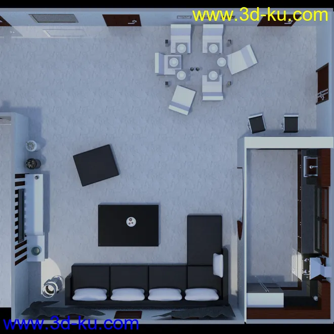 Modern Living Room and Dining Room模型的图片8