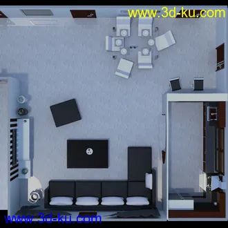3D打印模型Modern Living Room and Dining Room的图片