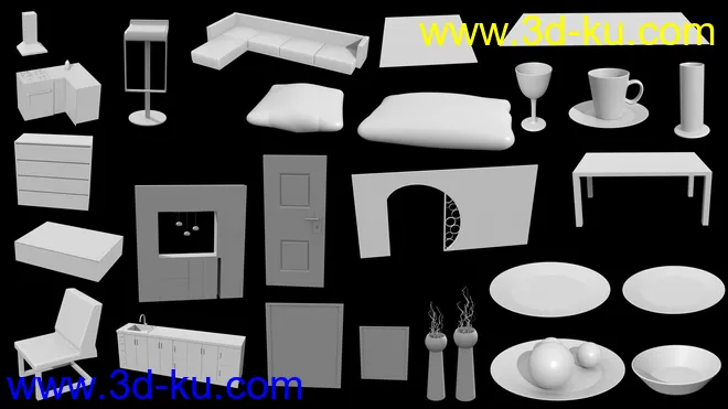 Modern Living Room and Dining Room模型的图片9