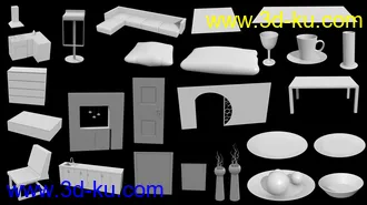 3D打印模型Modern Living Room and Dining Room的图片