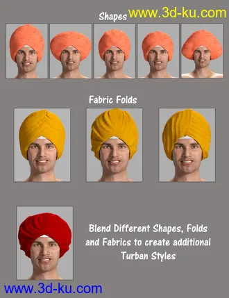 3D打印模型Morphing Turban and Beard for Genesis 8 Male(s)的图片
