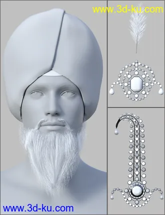 3D打印模型Morphing Turban and Beard for Genesis 8 Male(s)的图片