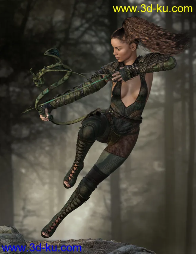 MRL Curly Ponytail for Genesis 8 Female with Color Mixing模型的图片5