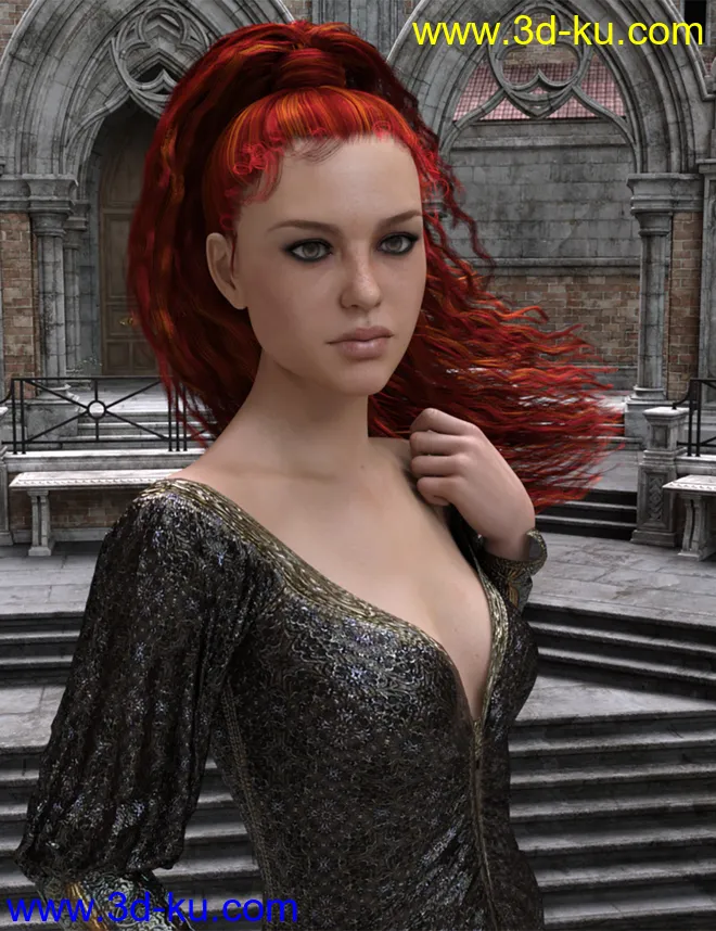 MRL Curly Ponytail for Genesis 8 Female with Color Mixing模型的图片6
