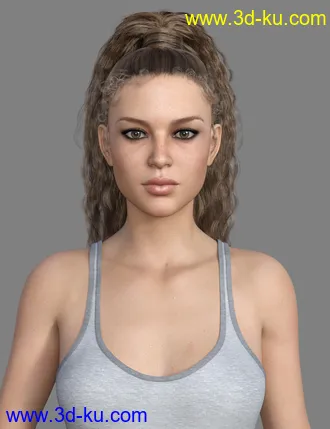 3D打印模型MRL Curly Ponytail for Genesis 8 Female with Color Mixing的图片