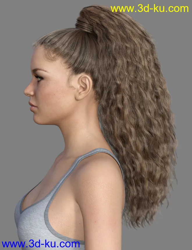 MRL Curly Ponytail for Genesis 8 Female with Color Mixing模型的图片9