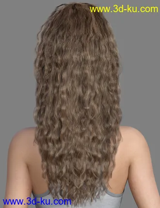 3D打印模型MRL Curly Ponytail for Genesis 8 Female with Color Mixing的图片