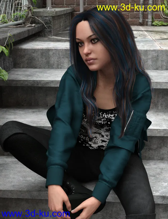 MRL dForce Long Layered Hair for Genesis 8 Female with Colour Mixing模型的图片2