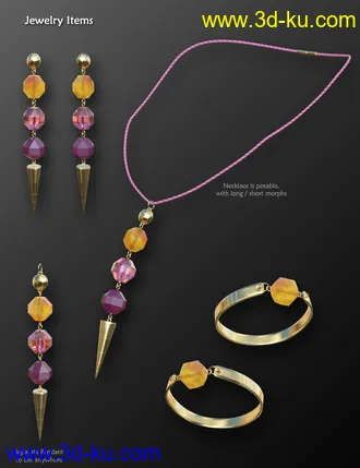 3D打印模型Multi-style Jewelry for Genesis 8 Female(s)的图片